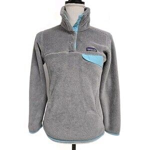 Patagonia Snap-T Fleece Pullover Jacket Sweatshirt Grey Teal Blue Women’s Sz XS